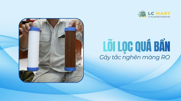 Lõi lọc quá bẩn gây tắc nghẽn màng RO
