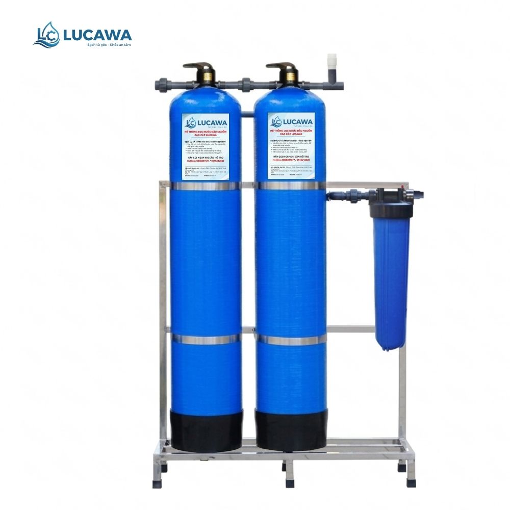 Hệ thống lọc tổng đầu nguồn 2 Cột Composite – LC-2CMI - Khử Phèn, Sắt Chuyên Sâu - Van Cơ